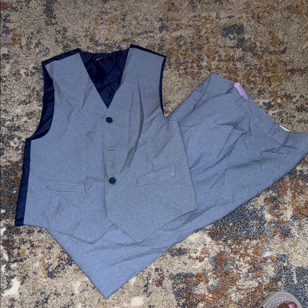 Kids Blue Suit Vest and Pants Set (Youth 12)